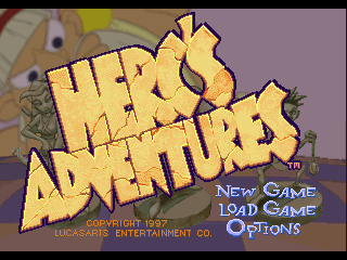 Herc's Adventures title screen for Playstation